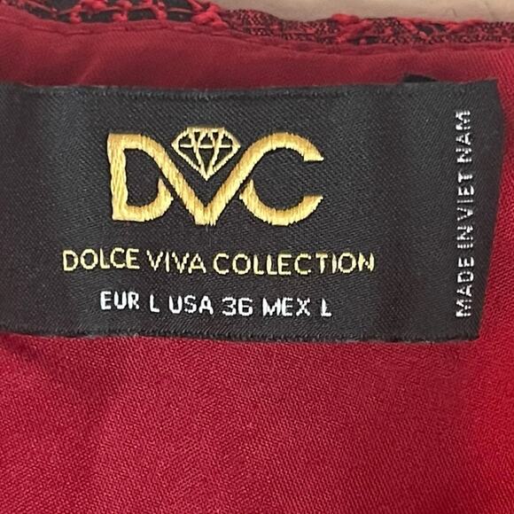 Dolce Viva Collection Textured Red Whimsical Party Event Dress NWT Size M - Picture 9 of 13